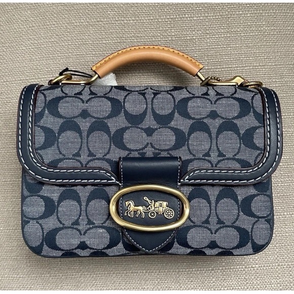 Coach Riley Top Handle 22 bag In Signature Chambray Denim Multi New - Picture 2 of 15